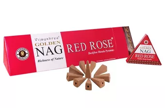 Vijayshree Golden Nag Red Rose Backflow Incense Cones 12 pcs