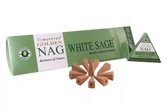 Vijayshree Golden Nag White Sage Backflow Incense Cones 12 pcs