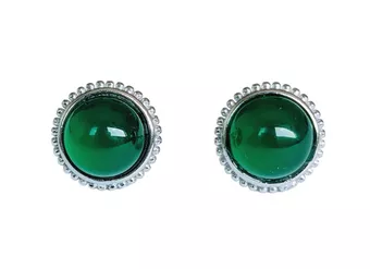 Round White Copper Chrysoprase AA Stud Earrings