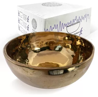 Golden Tibetan singing bowl without mallet, 14cm