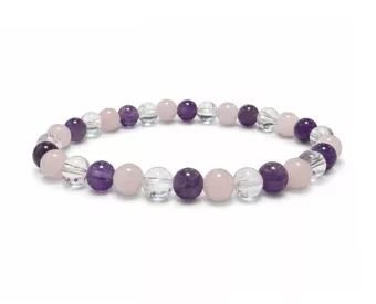 Amethyst Rock Crystal Rose Quartz A Bead Bracelet 6-7mm