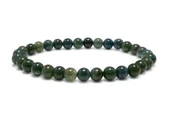 Moss Agate Bracelet A 6-7 mm Beads