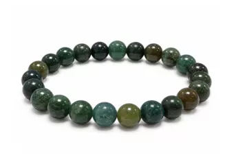 Moss Agate Bracelet A 8 mm Beads