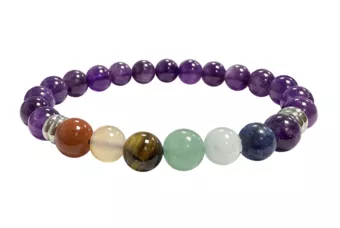 7 chakras Amethyst A 8mm pearls bracelet