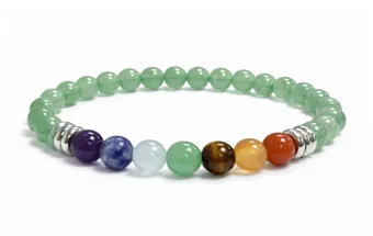 Green Aventurine 7 Chakras Bracelet A 6 mm Beads