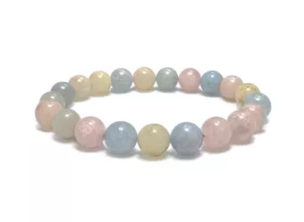 Aquamarine and Morganite Beryl Bracelet A 10 mm Beads
