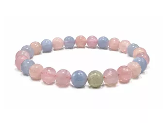 Aquamarine and Morganite Beryl Bracelet A 6-7 mm Beads