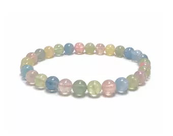 Aquamarine and Morganite Beryl Bracelet AA 6 mm Beads