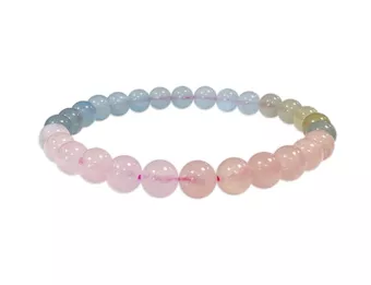 Aquamarine and Morganite Beryl Bracelet AAA 6-7 mm Beads