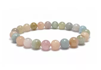 Aquamarine and Morganite Beryl Bracelet A 8-9 mm Beads