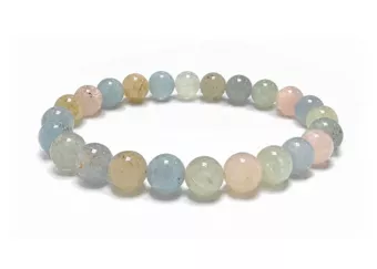 Aquamarine & Morganite Beryl Bracelet AA 8 mm Beads