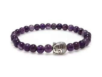 Amethyst & Buddha Bracelet A 6 mm Beads