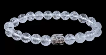 Bracelet Rock crystal & Buddha beads 8mm