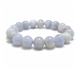 Blue Banded Chalcedony A Bracelet 10mm Beads
