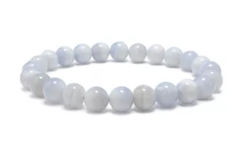 Blue Banded Chalcedony Bracelet A 8-9 mm Beads