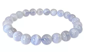 Banded Blue Chalcedony Bracelet AA 8-9mm Beads