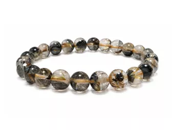 AAA Rock Crystal with Hematite Rutile Bracelet 6.5–7.5 mm Beads
