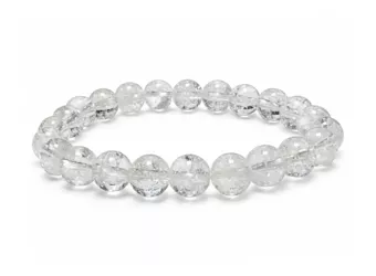 Cracked Clear Quartz Crystal Bracelet with 8mm Beads