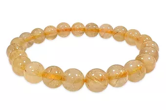 Rutilated Rock Crystal Bracelet A+ 8-9mm Beads
