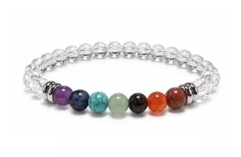Clear Crystal 7 Chakras Bracelet A 6 mm Beads