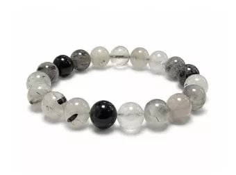 Rock Crystal Tourmaline Bracelet A 10mm Beads