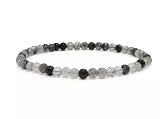 Brazilian Rock Crystal Tourmaline Bracelet A 4-5mm Beads