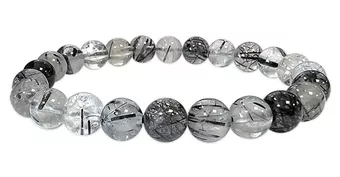 Rock Crystal Tourmaline Bracelet AA 8-9mm Beads