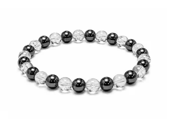 Hematite & Rock Crystal Bracelet A 6-7 mm Beads