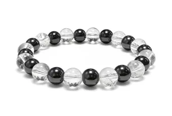 Hematite & Clear Crystal Bracelet A 8 mm Beads