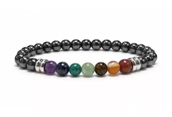 Hematite Bracelet A 7 Chakras 6mm Beads