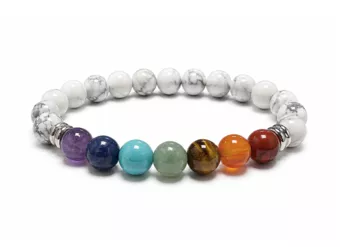 Howlite 7 Chakras Bracelet A 8mm Beads
