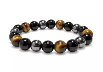 Hematite Tiger Eye Black Obsidian Bracelet A 10 mm Beads
