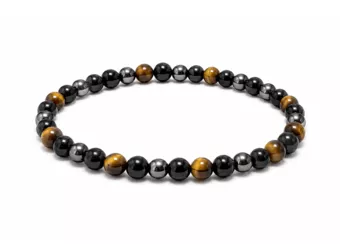 Hematite Tiger Eye Black Obsidian Bracelet A 4 mm Beads