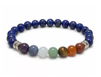 Lapis Lazuli 7 Chakras AB Bead Bracelet 8mm