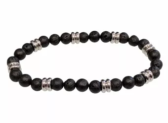 Lava Stone & Charms Bracelet AB 6mm Beads