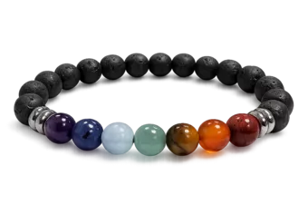 Lava Stone 7 Chakras A+ Bead Bracelet 8mm