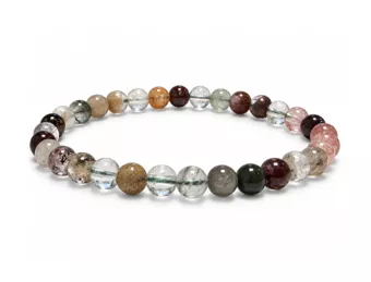 Multicolor Rutilated Quartz Lodolite A Beaded Bracelet 6 mm