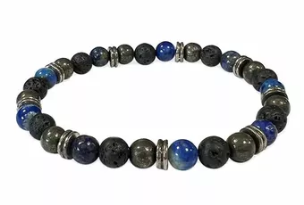 Lapis Lazuli Bracelet, Lava Stone, A Charms 6mm beads