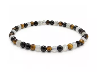 Labradorite Tiger Eye Black Obsidian A Beaded Bracelet 4-5 mm