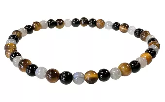 Labradorite bracelet Tiger eye Tourmaline A 4mm beads