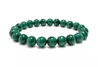 Clear Malachite Bracelet AA Beads 8-9 mm