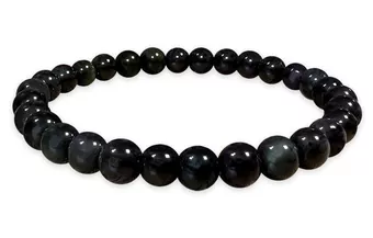 Rainbow Celestial Eye Obsidian Bracelet A 6mm Beads