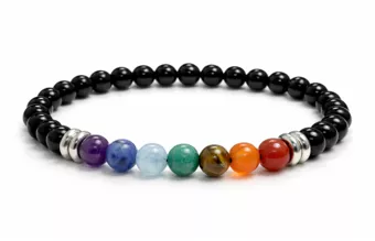 Onyx 7 Chakras A Bead Bracelet 6mm