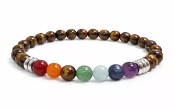 7 chakras Tiger's eye A 6mm pearls bracelet