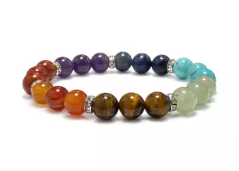 7 Chakras & Rhinestone Bracelet A 8 mm Beads