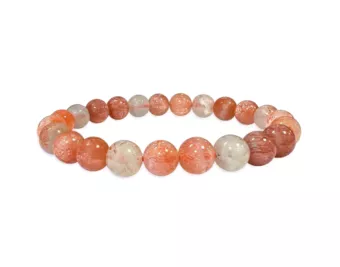 Polychrome Sunstone Bracelet with Hematoid Inclusions AA 8-9mm Beads
