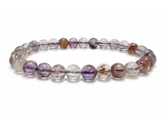 Super Seven Purple Phantom Quartz AA Bracelet – 6–7 mm Beads