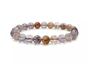 Super Seven Violet Phantom Quartz Bracelet AA Beads 8–9 mm