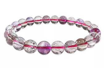 AAA Super Seven Quartz Bracelet with Inclusions, 8–9 mm Beads