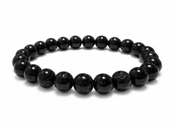 Black Tourmaline Bracelet AB 7-8mm Beads